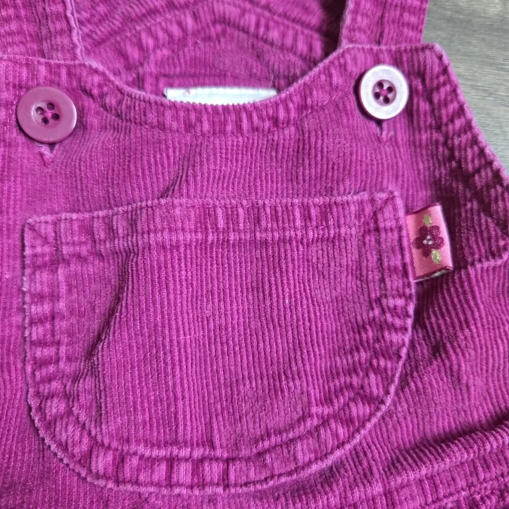 Vintage Carter's 9-12M Muted Magenta Corduroy Overalls Daisy Flower Embossed Y2K